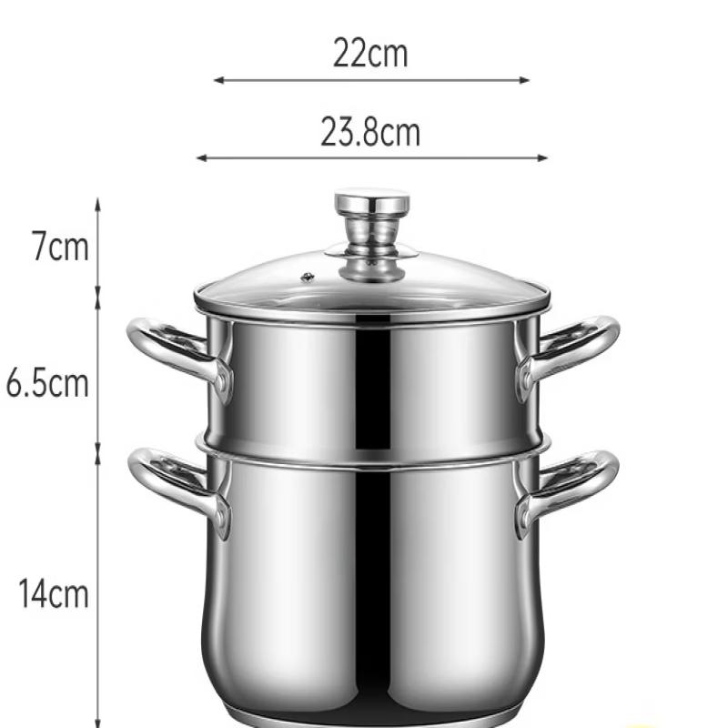 ZISIZ 304 Stainless Steel Soup Steamer Pot 24cm
