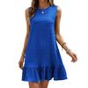 Летнее женское мини-платье без рукавов с завышенной талией А-силуэта, повседневное однотонное плиссированное, весеннее