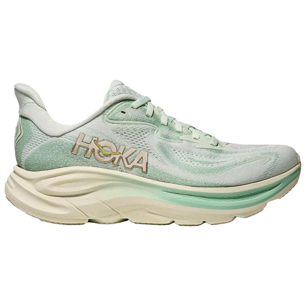 Hoka One One Clifton 10 Широкие Удобные Универсальные Дышащие Прочные Низкие Беговые Кроссовки Женская кроссовка Зеленый Серый Бежевый 1162050-SJD
