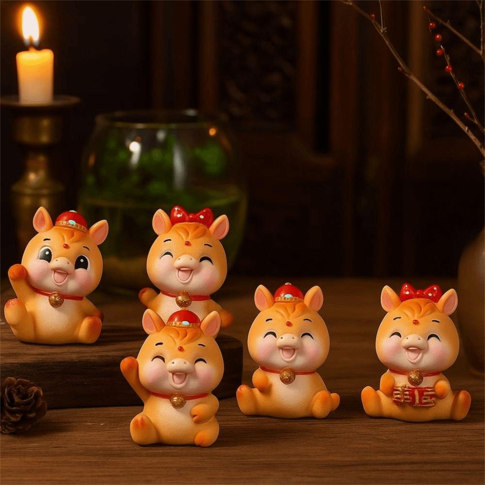 Lifelike 2026 Horse Year Figurines Resin Horse Statue Zodiac Horse Mascot New Year Gift