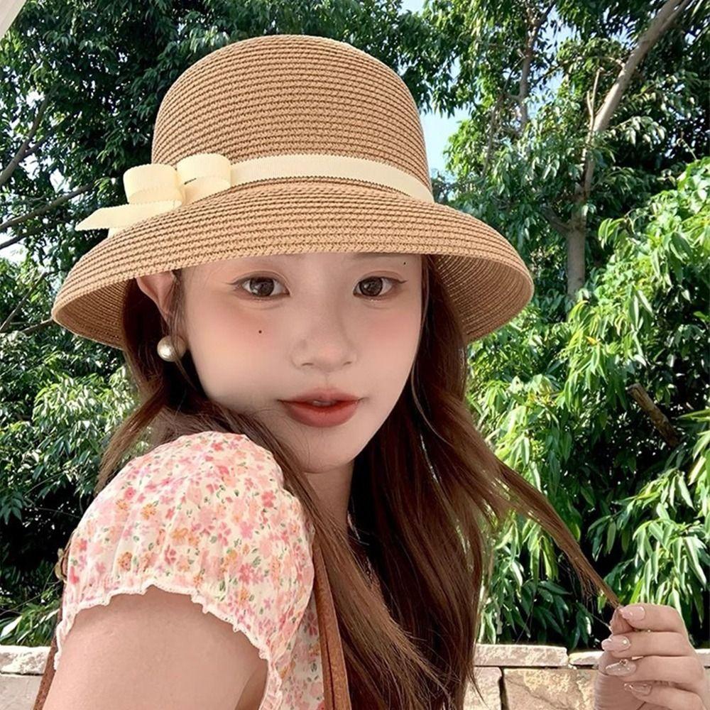 Пляжная плетеная кепка, французская шляпа-ведро, модная кепка с козырьком, для отдыха на природе