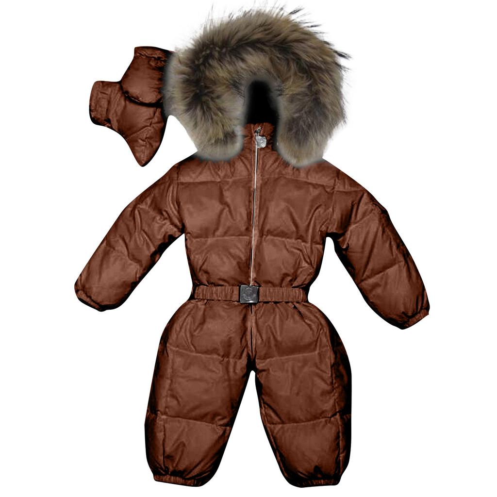 Зимний комбинезон для маленьких мальчиков и девочек, комбинезон с капюшоном, теплое плотное пальто, наряд