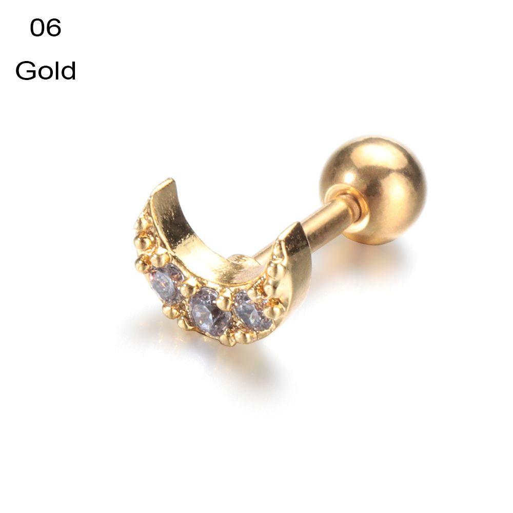 Серьги-гвоздики Helix Tragus Star Moon Heart CZ Пирсинг ушей Серебряные золотые украшения для тела