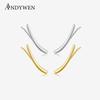925 Sterling Silver Gold Big Long 25mm Earring Clips Pendiente Line Fine Jewelry 2023 Birthday Gift