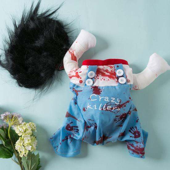Чаки Смертельный Нежный узор Одежда на Хэллоуин Забавный страшный реквизит Одежда для собак Одежда для домашних животных Аксессуары