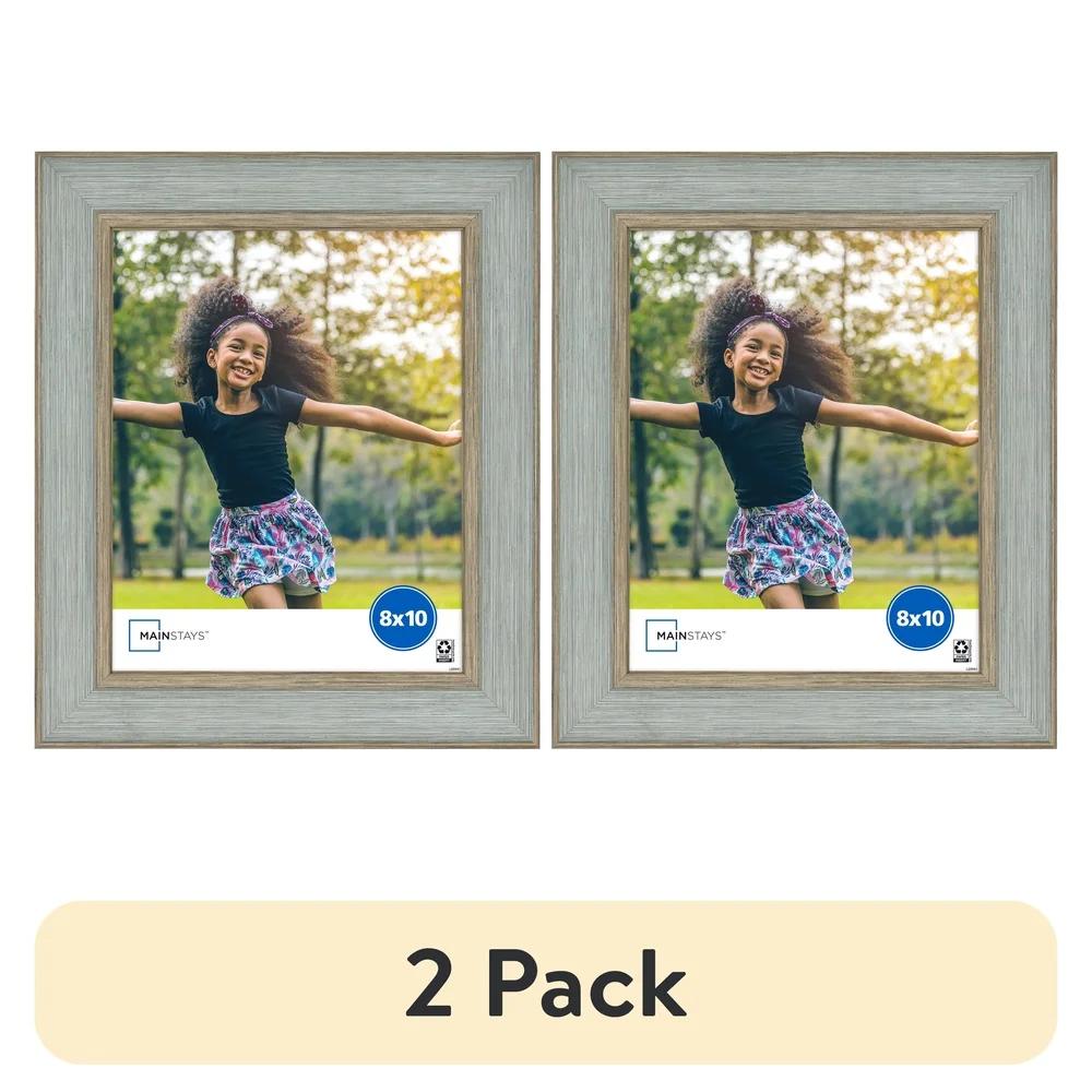 Набор из 2 шт. 8x10 Декоративная настольная фоторамка Прочный пластик Стеклянная передняя панель Многонаправленная подставка Настенные крепления Домашняя галерея