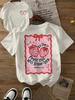Cute Y2k Aesthetic Matcha Lover Tops Back Print Strawberry Matcha T Shirt Loose Streetwear Graphic Tees Women Fashion Clothing
