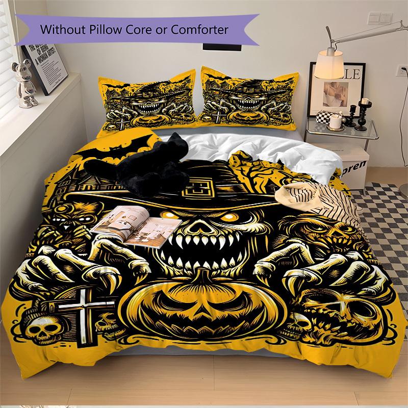 3pc Halloween Horror Cover Set - 1 Quilt Cover + 2 Pillowcases, All Seasons Bedroom Setting, Perfect for Home057