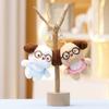 Cute Plush Toy Dog Keychain In Blue And Brown Colors For Stylish Backpack Charm