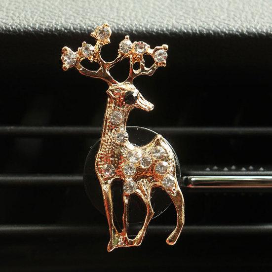 Deer Tower Cherry Rhinestone Car Air Outlet Fragrance Perfume Clip Freshener