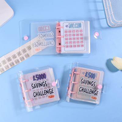 Мини-папка Savings Challenge £150/300/500/2100/5000 Папка для экономии денег, 3 отверстия, ПВХ-папка, блокнот, бюджетная книга для хранения наличных денег