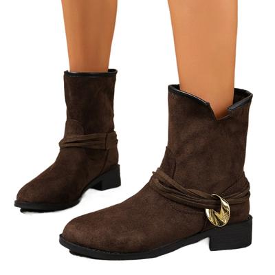 Зима Новая Мода Джокер Квадратный с Круглым Носком Модная Обувь Женская Ретро Элегантные Простые и Удобные Короткие Ботинки 35-43