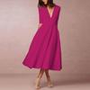 Women's Fashion  Banquet  Mid-sleeve Mid-length Skirt Sexy V-neck Dress