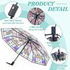 Vintage Stained Glass Automatic Umbrella, Hand-Painted Transparent Folding Umbrella for Women Men, Gift for Wife Girlfriend
