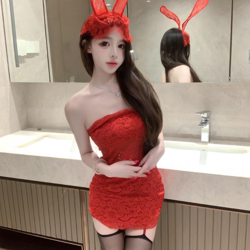 Сексуальное нижнее белье, сексуальные крольчихи, сексуальная юбка на бедрах, секс, веселье, красный топ-труба, платье чистого желания, пижама