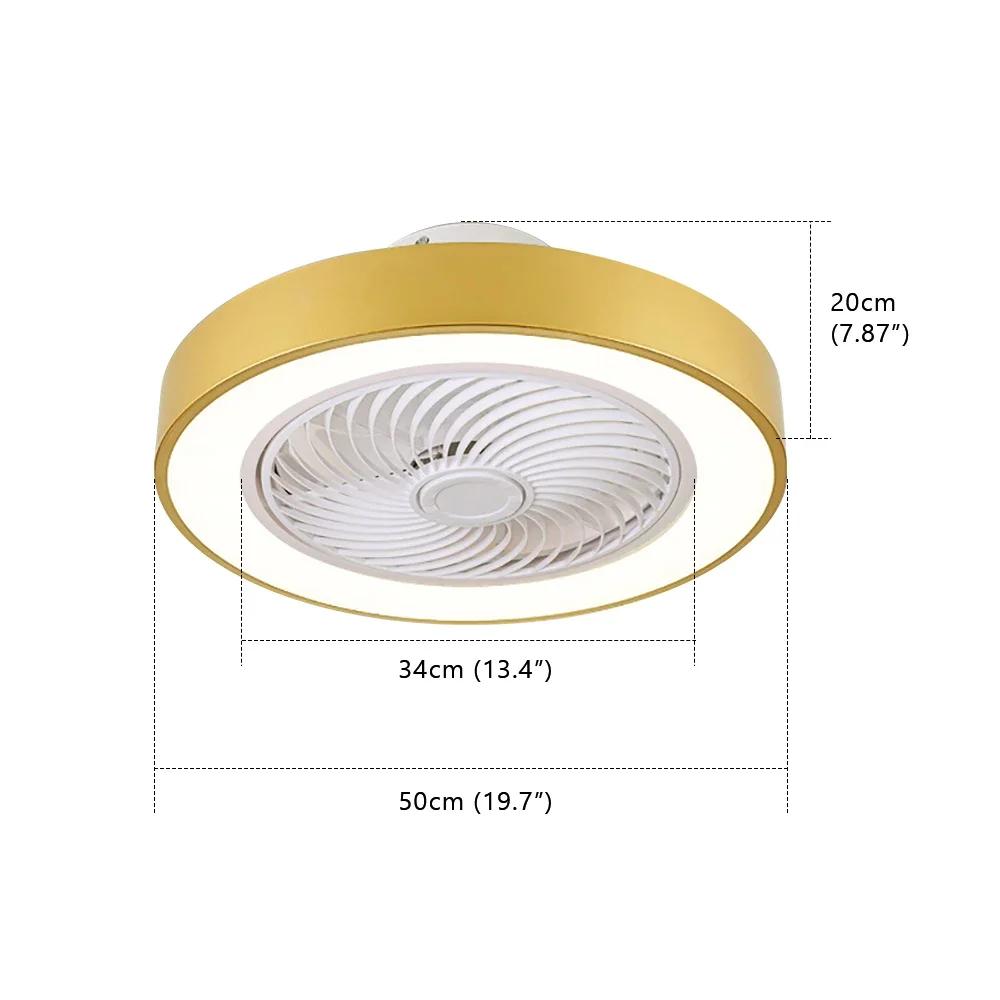 Потолочный вентилятор Nordic Home с подсветкой, интеллектуальное дистанционное управление, невидимые лопасти, бесшумный вентилятор, декоративное освещение, потолочный светильник 50 см