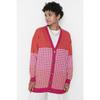 Camel Houndstooth Patterned V-neck Knitwear Cardigan Tctaw23hi00002