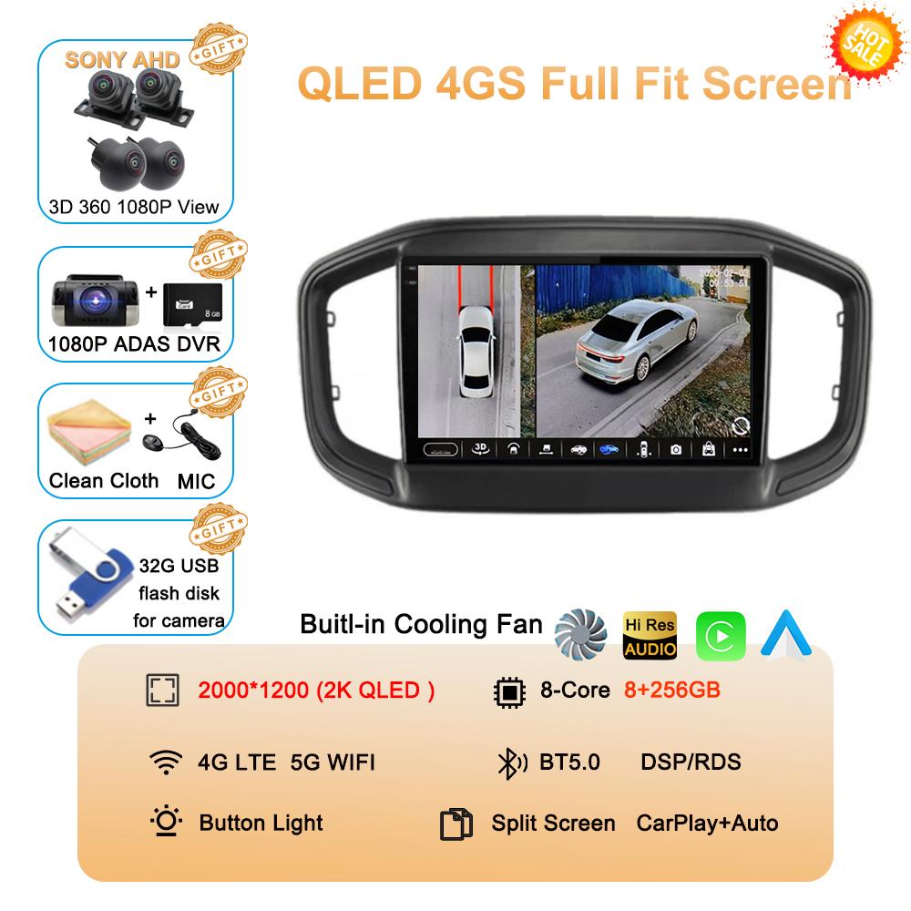 Android 14 Auto Carplay для Fiat Strada 2020 2021 2022 Автомобильный радиоприемник Мультимедиа Видеоплеер GPS-навигация Стерео 360 Камера WIFI