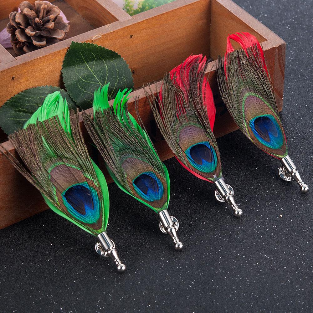 Classic Unisex Novelty Party Feather Gift Jewelry Brooch Lapel Pins Dress Suit Accessory