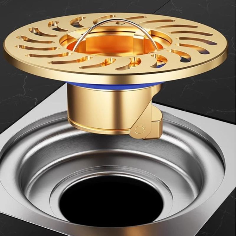 2Pcs Copper Floor Drain Bathroom Sewer Dectable Drainer Hair Catcher Washing Machine Ground Leakage Easy to Use