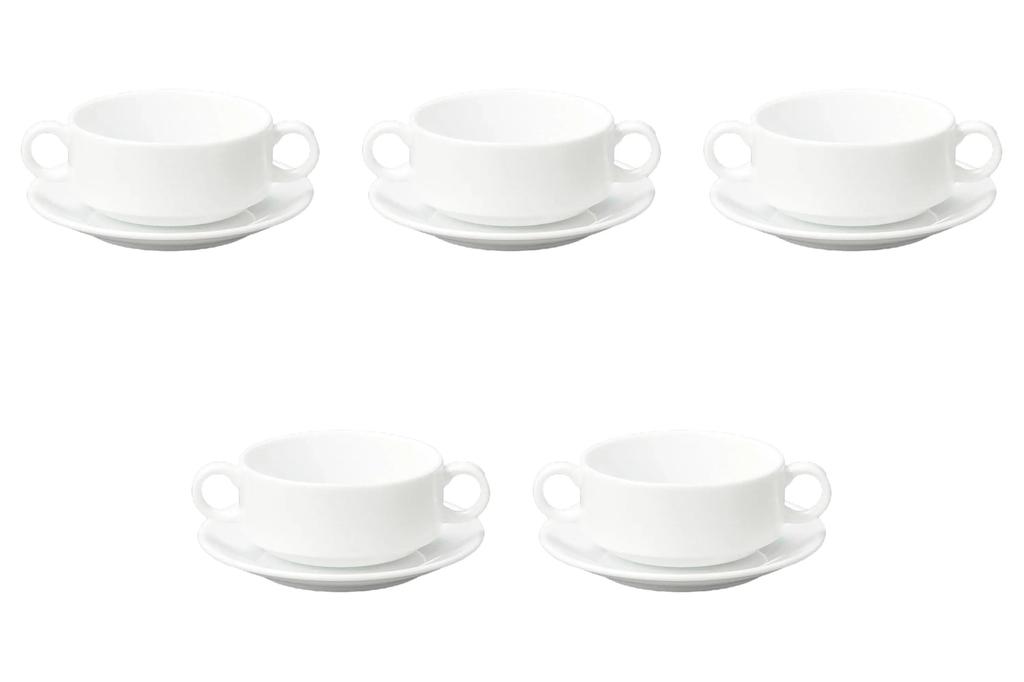Set of 5 Plage Stack Soup Cups X X Plate X Cm Cups Saucers Setomonohonpo Two-Handed (C/S) [15.4 10.3 5.4 Cm, 15.2 2.2 (285cc)] &