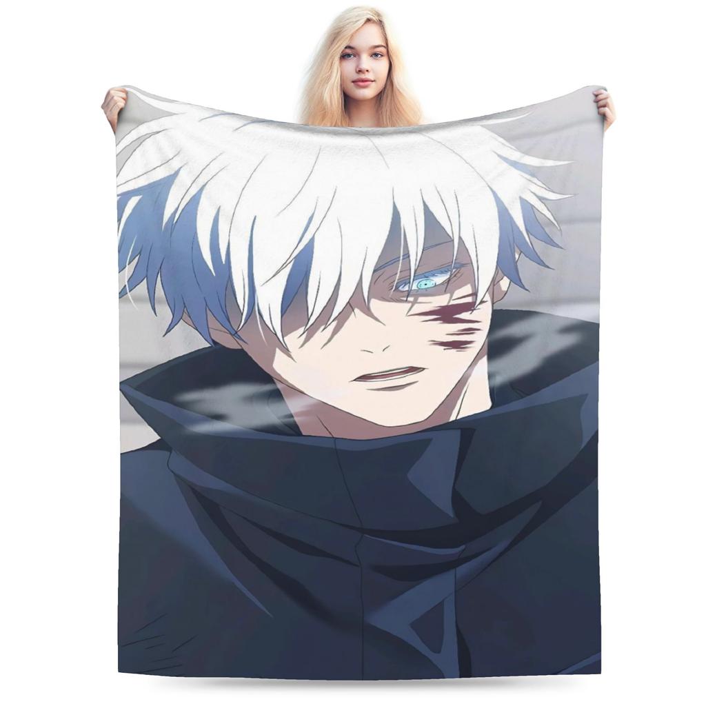 Warm Cozy Blanket Picnic Gojo Satoru Bedding Throws Novelty Bedspread For Couch Bed