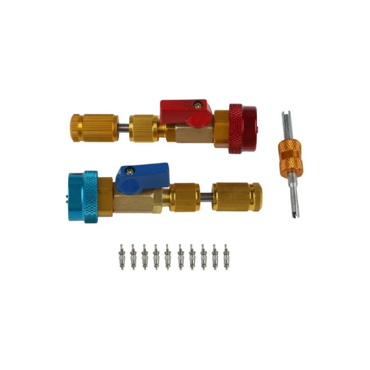 For R134A Valve Core Removal Tools with High and Low Pressure Quick Couplers Designed for Automotive AC Efficiency