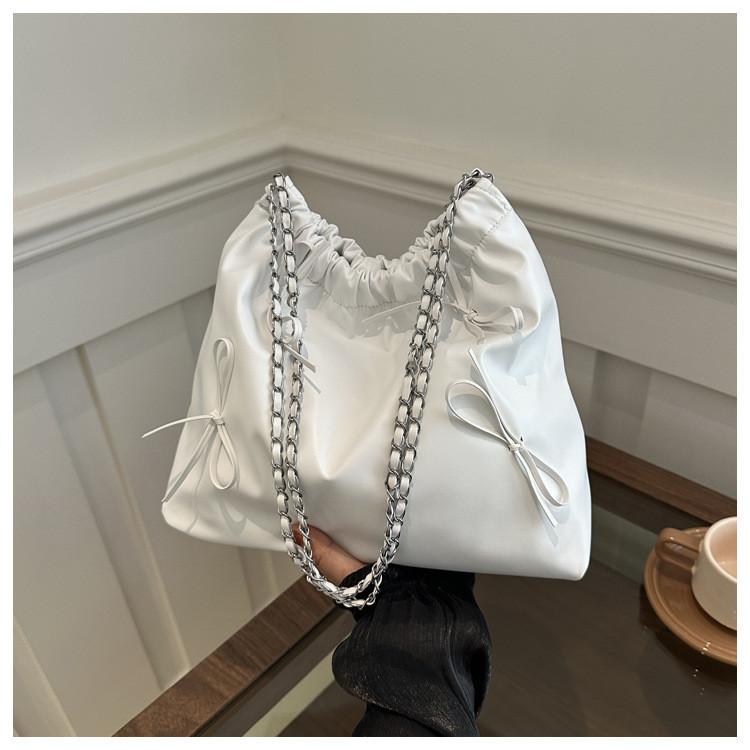 2024 New Spring Stylish Shoulder Crossbody Bag For Women Chic Street Style Pu Bucket Bag In Black/brown/silver/white