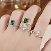Кольцо с короной из серебра 925 пробы, женское, V-образное, с цирконием, регулируемое, литературное и ретро-украшение, ювелирное изделие с зеленым бриллиантом