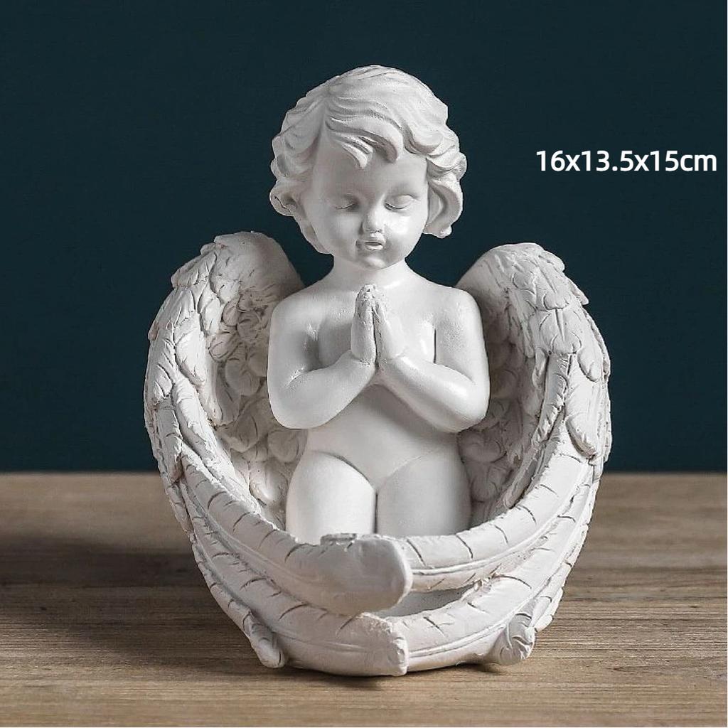 Nordic Creative Resin Angel Figurine, Modern Angel Sculpture Decorative Desktop Ornament