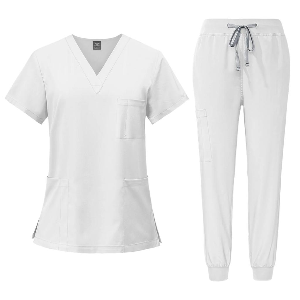 Комплект из топа и брюк-карго из крутой эластичной ткани SCRUBS, женские дышащие халаты, униформа для лаборатории
