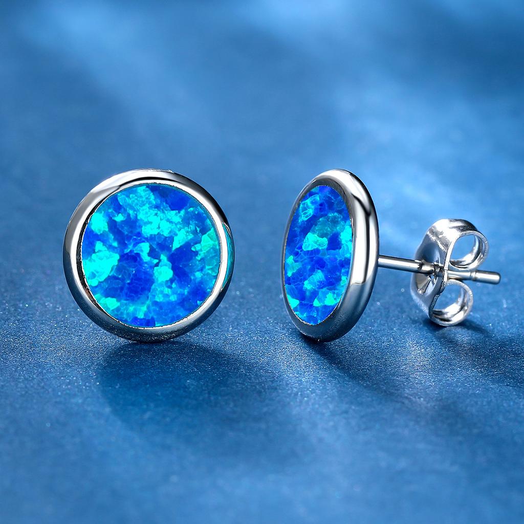 Hot Sale White Opal Stud Earrings Round Earrings Simple Personality Jewelry Versatile