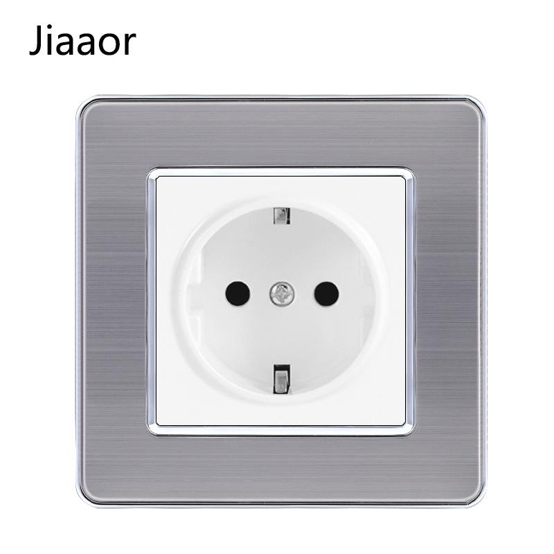 Европейский стандарт 86 тип Панель из нержавеющей стали для двойного выключателя и розетки с USB-C, Немецкий стиль, Встраиваемый настенный монтаж.