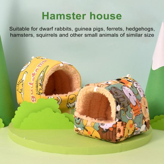 Гнездо для хомяка Теплый милый мультяшный узор Домик для морской свинки Уютное убежище для хомяка