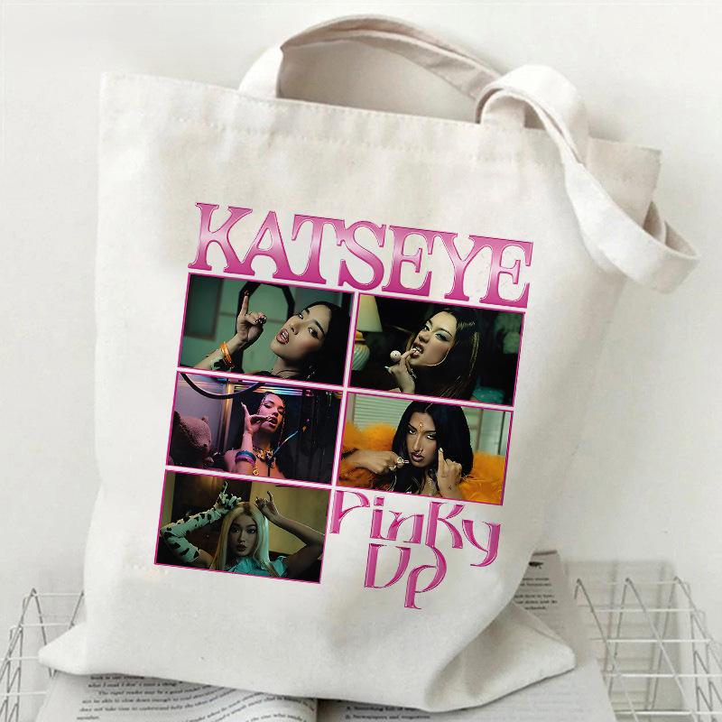 KATSEYE Tote Bag Gradient Symbol Graffiti Canvas Bag Member Signature Print Commuter Shoulder Bag 60707