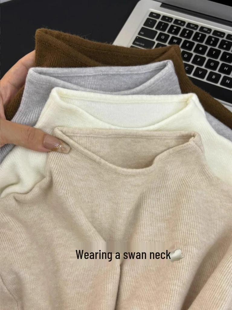Korean Style Retro Angora Red Turtleneck Knit Top - Women's Autumn/Winter Slimming Sweater, 2026 Collection