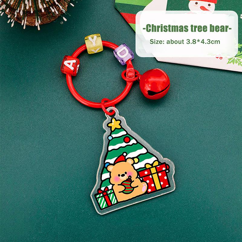 1/6Pcs 2D Christmas Keychain Cute Diy Bag Decoration Accessories High-Value Christmas Tree Keychain Pendant Festival Gift