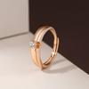 Single Diamond Light Luxury Ring Femininity Niche Rose Gold Glossy Couple Ring Adjustable