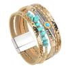 Bohemian Multi Layer Leather Bracelet for Women Jewelry Natural Stone Bead Feather Magnet Buckle Bracelets