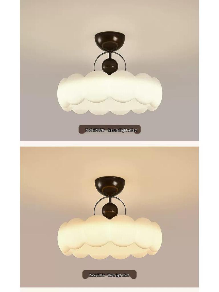 Pre-owned Retro Round Walnut Wood Chandelier for Bedroom or Study - Eye-Protection Ceiling Light