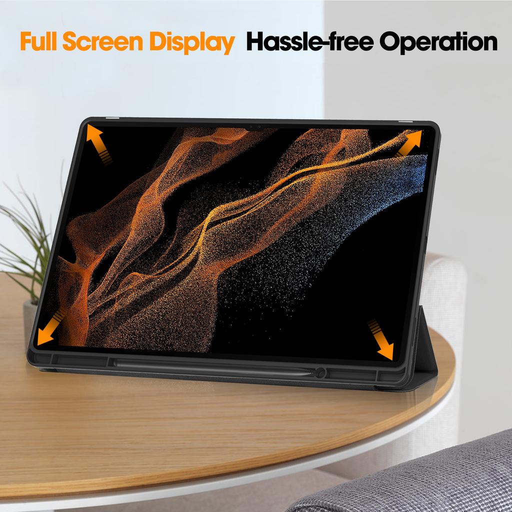 Чехол-подставка для Samsung Galaxy Tab S10 Ultra, ударопоглощающая кожаная обложка для планшета со слотом для стилуса