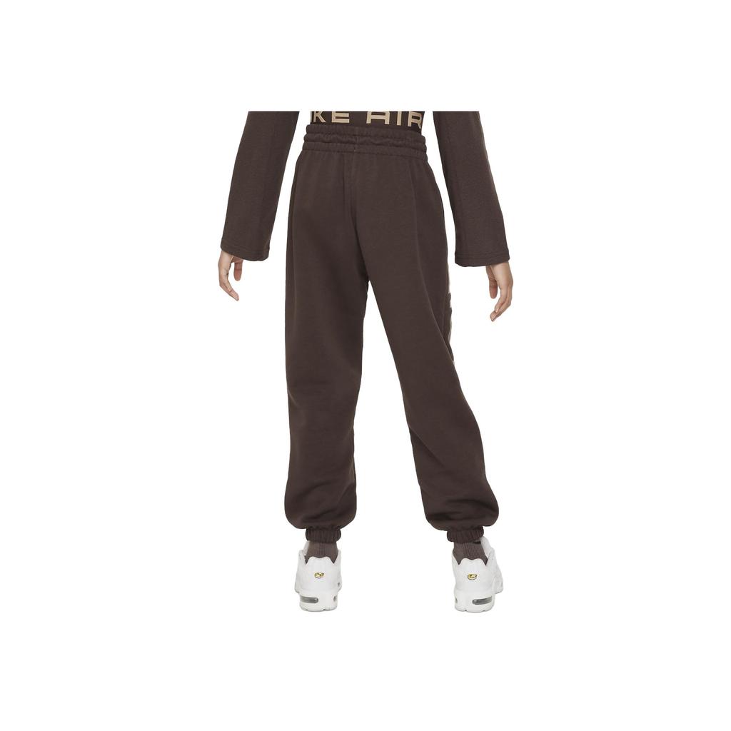 Nike Трикотажные спортивные штаны Air Club Fleece Letter Lace-Up Cuffs Casual Kids низ Brown FD2957-237