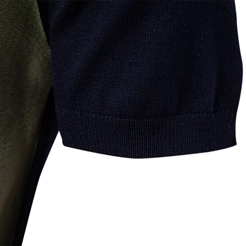 Camel 2025 Summer Embroidery New Men's Lapel Short Sleeved Knitted Polo Striped Patchwork Plus Size Short Sleeved Polo Shirt for Men