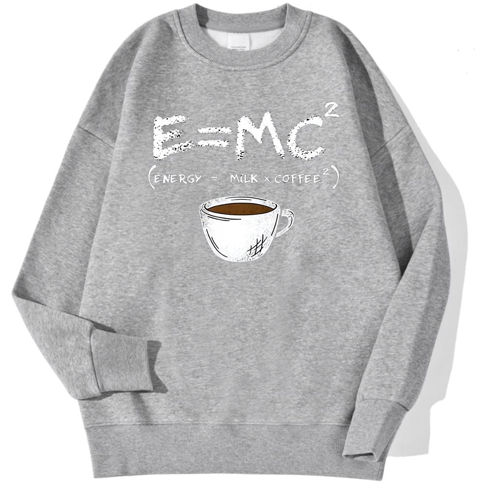 Energy=Milk+Coffee Printed Women Pullover Casual Comfortable Warm Hoodies Street Fashion Sweatshirts Autumn Fleece Sportswears