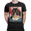 Men Japanese Black Cat Ramen T Shirt Kawaii Noodle Cat Cotton Clothes Humor Short Sleeve Round Collar Tees Gift Idea T-Shirt