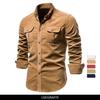 AIOPESON Men Shirt High Quality Lapel Single-breasted Pocket 100% Cotton Spring Casual Slim Retro Fashion Shirt Men Warm Men Shirt