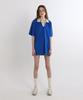 Green Butter Terry Open-Collar Dress (Cobalt)