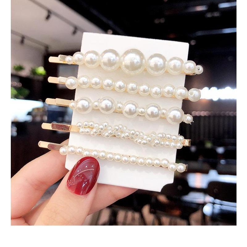 5 Pieces Pearl Hairpin Women's Fashion Soft Pearl Hairpin Hair Stick Girl Hair Clip Hair Clip Set Hair Accessories Jewellery