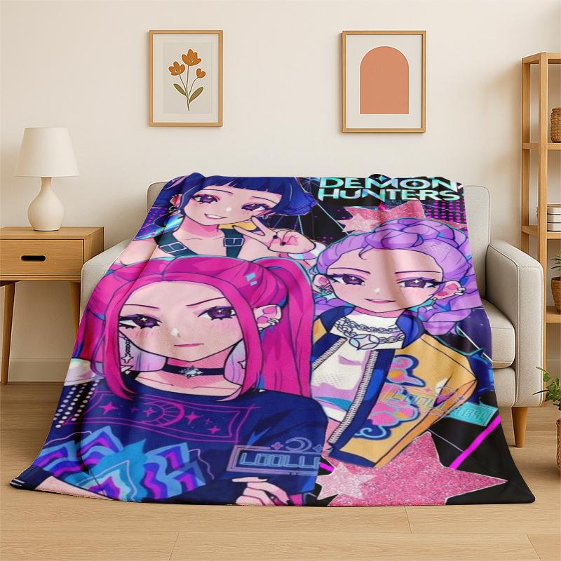 Kpop Охотник на демонов Руми Мира Зои Мультяшная группа Фланелевое одеяло Мягкое теплое плед для спальни гостиной кровати Путешествия Подарок