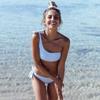 WTEMPO Сексуальный женский купальник в полоску с завязками на одно плечо и бикини
